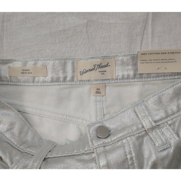 Universal Thread 90s Baggy Silver Metallic Denim Jeans - Women's Size 8 Regular - Picture 11 of 14